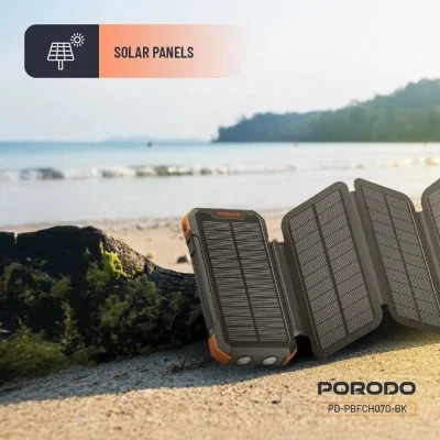 Porodo Power Bank PB070 20000mAh 4-Panel Solar - Black